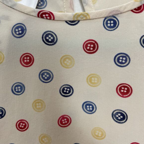 Talbots Pure Silk Button Print Novelty Shell Blouse Colorful Primary Unique - Picture 11 of 14